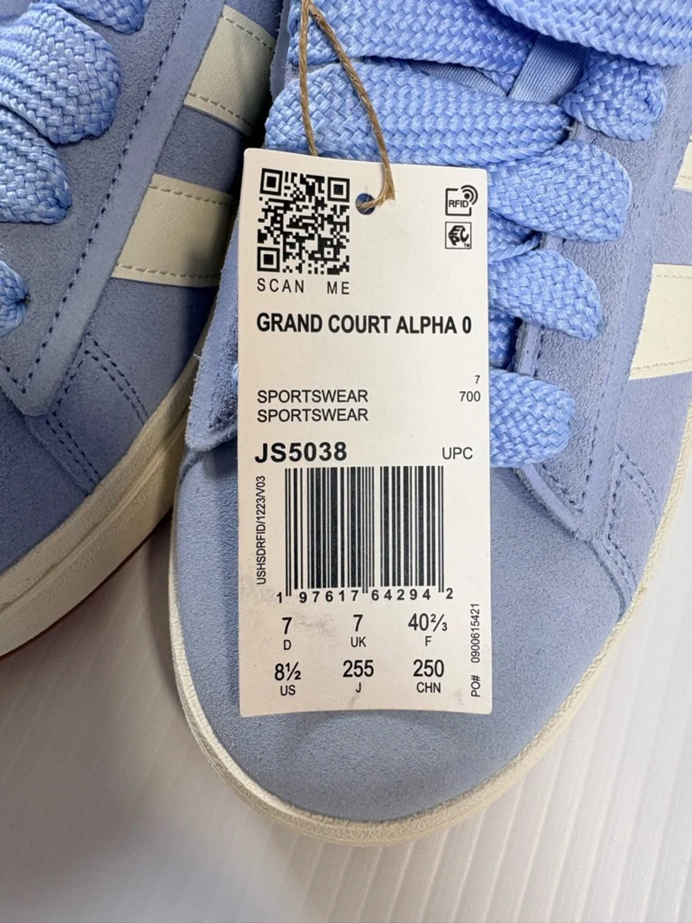 Adidas Grand Court Alpha 0 NWT Blue Suede Sneakers Women’s Size 8.5 Casual Shoes - Picture 10 of 10